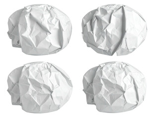 Four crumpled paper balls, isolated on black