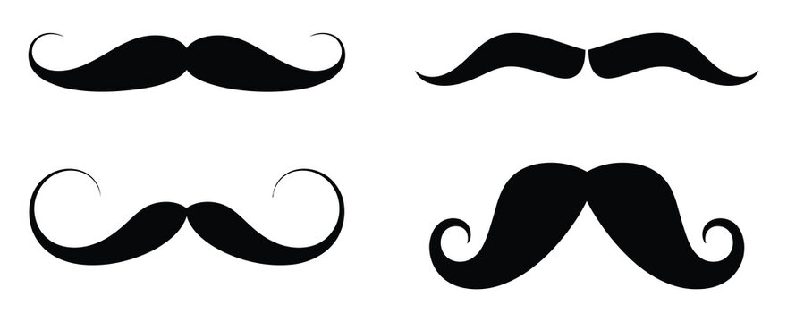 Moustaches set, collection of fun vector elements for photobooth props, barber shop decorations, party accessories, costume designs, photo sessions, creative illustrations for events, celebrations, en