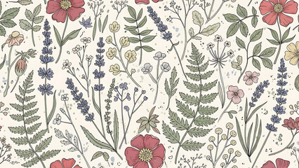 Vintage seamless floral pattern vector illustration ornament design