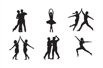 Fototapeta premium Silhouettes of dancing couples and ballet performers