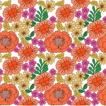 Cute seamless pattern in small flower.Small colorful flowers.