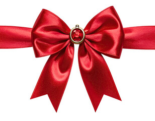 Red ribbon bow with jeweled center on black
