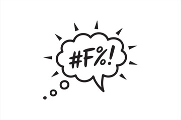 Emotional Doodle Speech Bubble with Swear Symbols for Messaging Designs