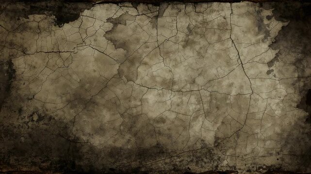 Playback starting aged cracked surface remaining static on wall, fine cracks and dark edge staining