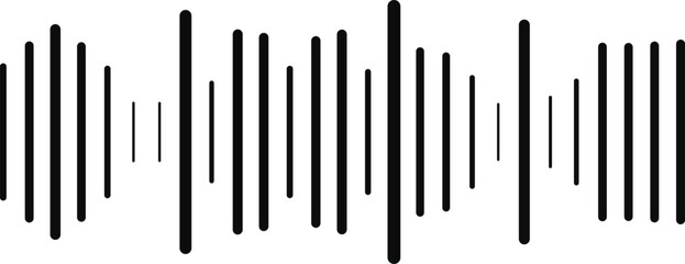 Sound Wave Audio Equalizer Vector | Black Minimal Waveform Line Art | Music Beat Bar Illustration for Poster, UI, Podcast, DJ Background & Audio Spectrum Design