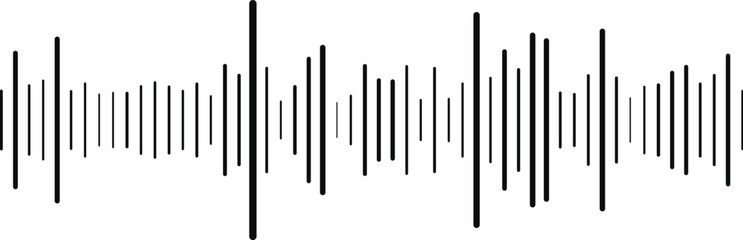 Sound Wave Audio Equalizer Vector | Black Minimal Waveform Line Art | Music Beat Bar Illustration for Poster, UI, Podcast, DJ Background & Audio Spectrum Design