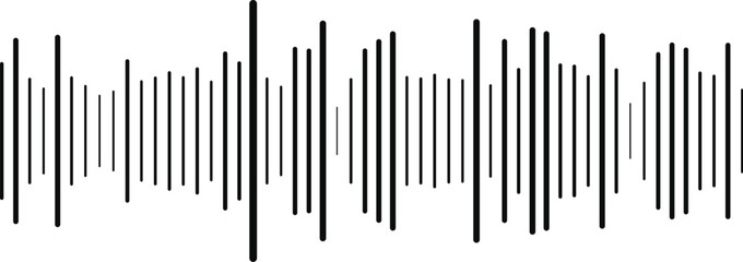 Sound Wave Audio Equalizer Vector | Black Minimal Waveform Line Art | Music Beat Bar Illustration for Poster, UI, Podcast, DJ Background & Audio Spectrum Design