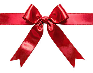 Glossy red ribbon bow against black