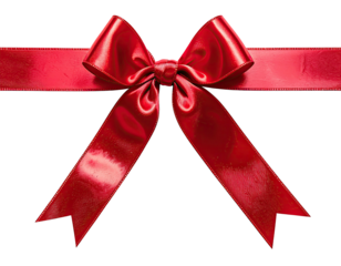Glossy red ribbon bow against black