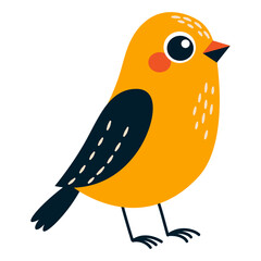 A cute bird with big eyes. Vector illustration in a simple children's style on a white background. . Vector illustration