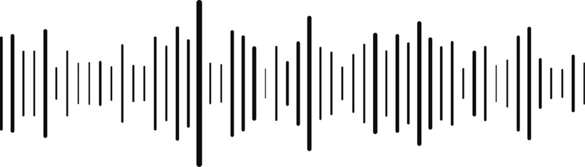 Sound Wave Audio Equalizer Vector | Black Minimal Waveform Line Art | Music Beat Bar Illustration for Poster, UI, Podcast, DJ Background & Audio Spectrum Design