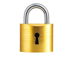 Gold padlock with silver shackle on black