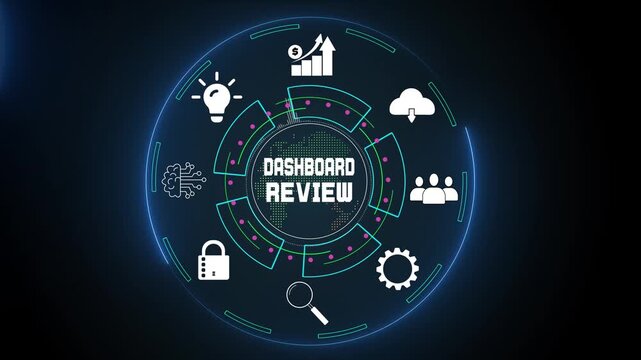Business dashboard review and performance analysis for strategic planning and data driven decision making