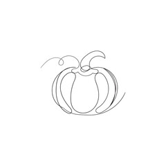 Pumpkin continuous line art. Pumpkin vegetable one line drawing. Halloween food vegetable concept vector illustration