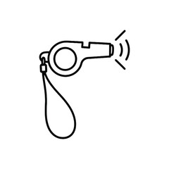 Simple line drawing of a referee whistle with a lanyard attached