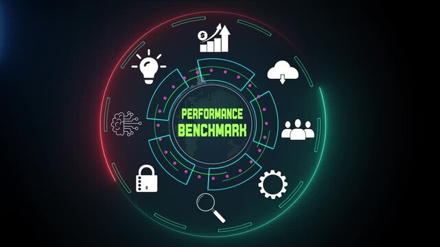 Strategic performance benchmark and competitive assessment for industry leadership and continuous quality improvement animation