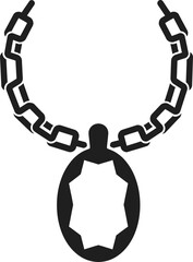 Black Octagonal Pendant Necklace with Chunky Chain on White Background Keywords: pendant, necklace, jewelry, chain, chunky, octagonal, geometric, black, white, white