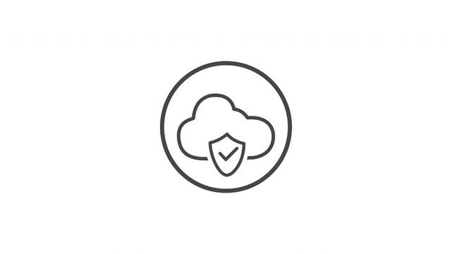 Animated cloud storage icon. Visual confirmation of protection and security. Design for websites and apps