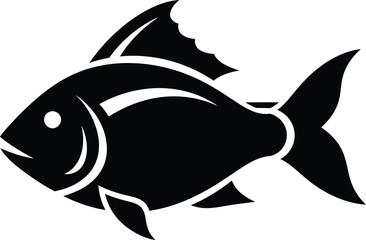 Black silhouette of a stylized fish on a white background animal aquatic