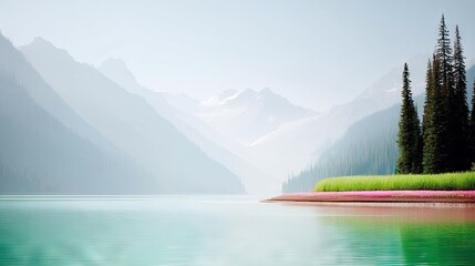 Lake Louise Tranquility: Mountains, Trees, and Water
