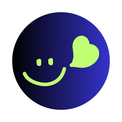 Happy smiley face with heart shaped speech bubble