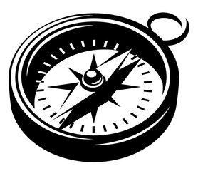 Classic retro vintage black and white marine compass navigation symbol for travel and adventure.
