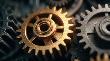 “Golden Gear Standing Out Among Metal Cogs”
