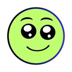 Cute green smiley face with big expressive eyes