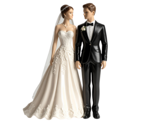  Elegant Bride and Groom Figurines Front View 