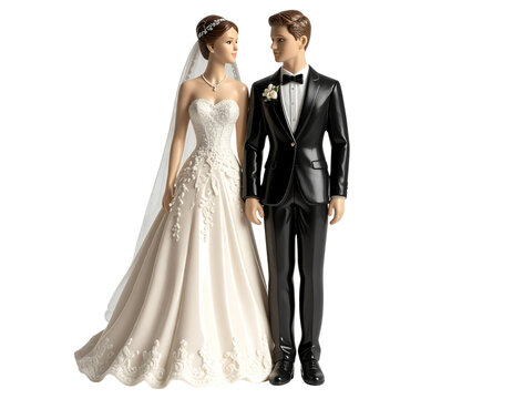  Elegant Bride and Groom Figurines Front View 