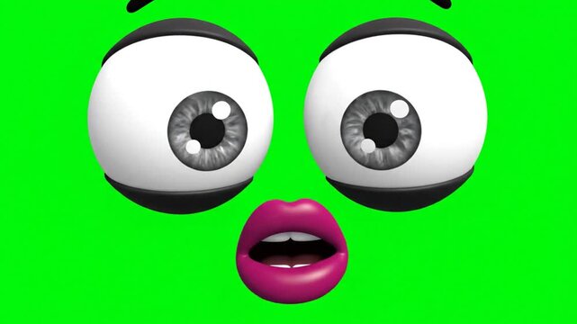 Animated cartoon eyes and mouth for green screen effects or funny face insert