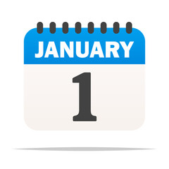 January 1 calendar vector isolated illustration