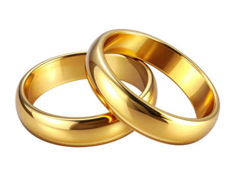 - Set of Shiny Golden Wedding Rings Interlocked, Isolated on Transparent Background - Powered by Adobe