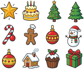 icon of chrismas vector many photo 