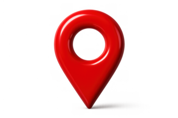 Red map pin 3d rendering indicating location, navigation, gps, finding places, and destination points