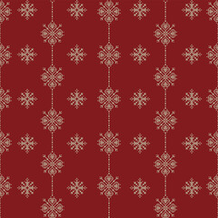 Knited sweater Cross stich Christmas on red ethnic pixel seamless pattern design for textile print, wrap, decoration.