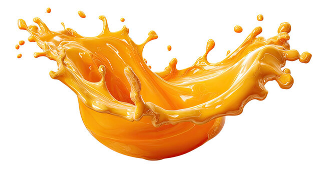 Orange Juice Explosion: A vivid splash of vibrant orange juice explodes outwards, capturing the dynamic energy and refreshing essence of the popular beverage.