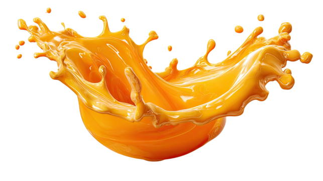 Orange Juice Explosion: A vivid splash of vibrant orange juice explodes outwards, capturing the dynamic energy and refreshing essence of the popular beverage.