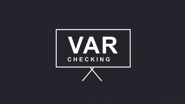 VAR Checking Screen Animation. Looping Video Assistant Referee Icon for Football Match.