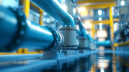 Industrial Water System With Metallic Pipes in Factory Setting Representing Advanced Infrastructure and Resource Management