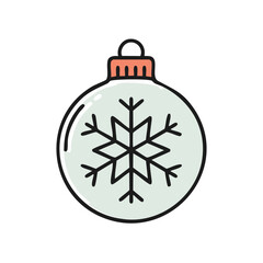 Fototapeta premium Charming Christmas ornament with snowflake design evokes holiday cheer, perfect for festive greeting cards, seasonal promotions, and winter holiday designs