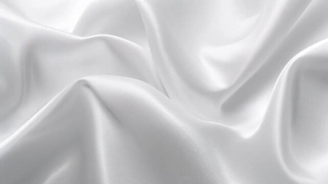 Shifting lighting, white satin fabric showing highlights and softening creases on studio tabletop
