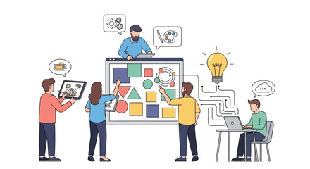 Teamwork and collaboration in a creative environment.