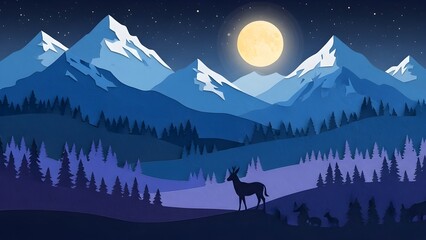 Winter landscape with mountains