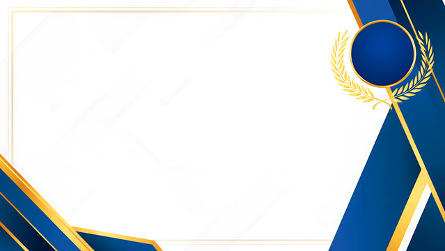 A sleek certificate design combining white space, royal blue shapes, and a gold laurel badge. Perfect for achievement awards, training certificates, and academic recognition.