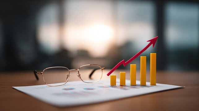 Financial analyst’s desk with graphs