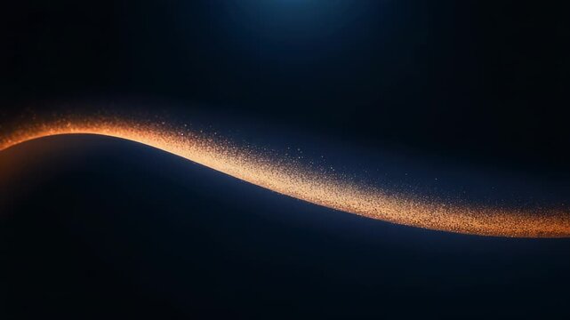 Density rising, sinuous golden ribbon thickening and brightening across deep navy gradient, halo