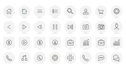 a set of simple and minimalist icon bundles suitable for the needs of a website with white backgrounds