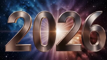 Announcing 2026 with cosmic energy and futuristic vision, a year of innovation and boundless possibilities in the vast expanse of time