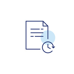 Text file and clock. Scheduled backup, data editing history. Pixel perfect, editable stroke vector icon